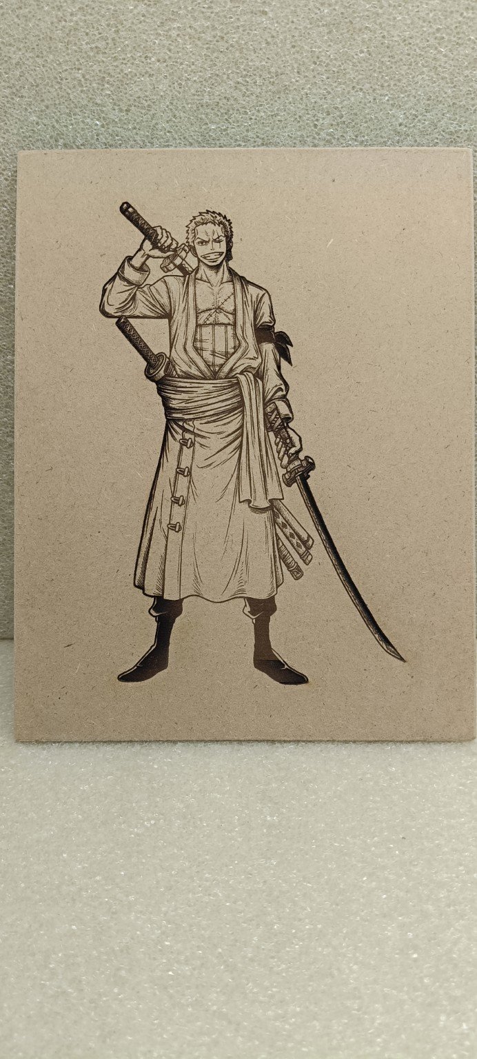 Character laser engraving on wood