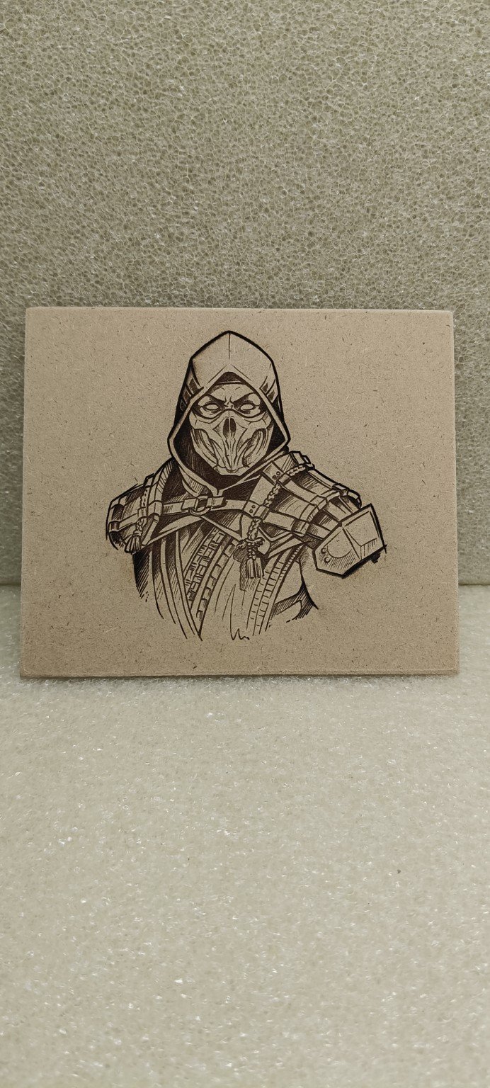 Portrait laser engraving on wood