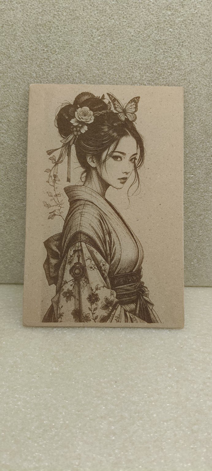 Artistic laser engraving on wood